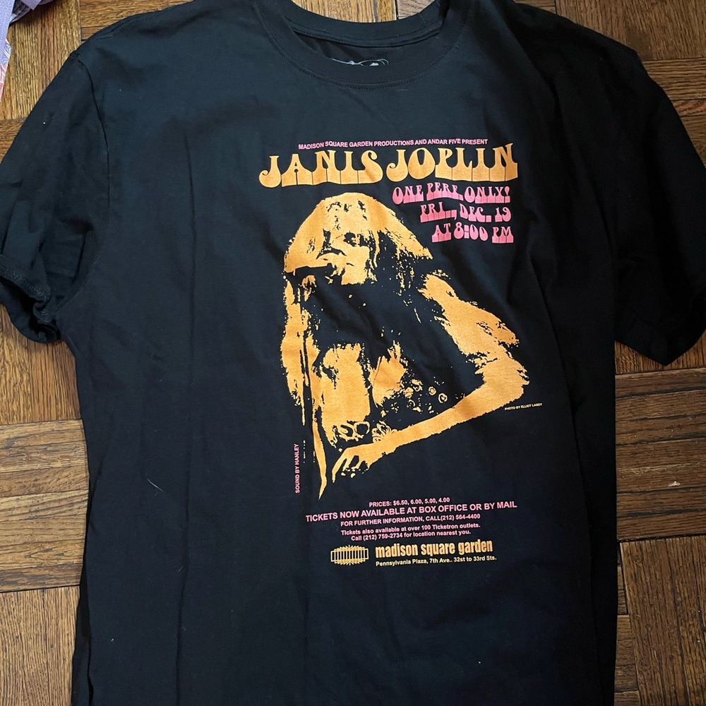 JANIS JOPLIN BLACK T SHIRT, new, never worms Mens medium /MSG 2014 NYC